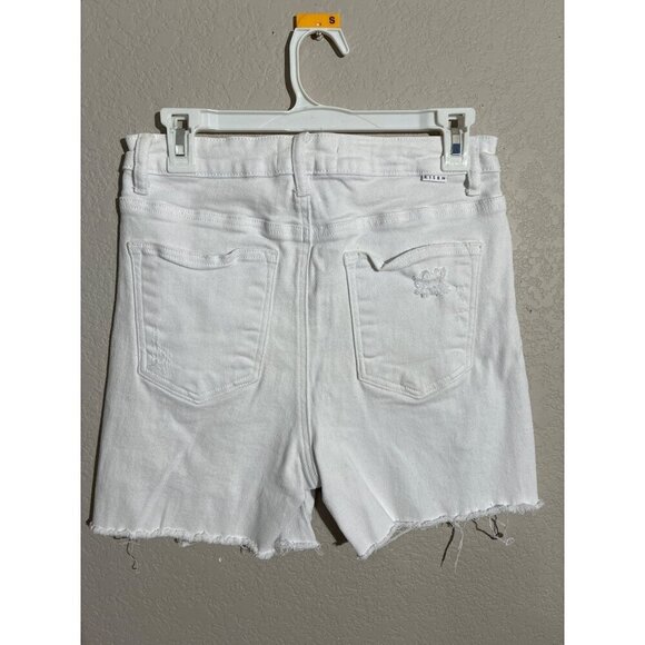 Risen Shorts Womens Size L Jeans White Distressed Frayed Summer Wear - Picture 2 of 8